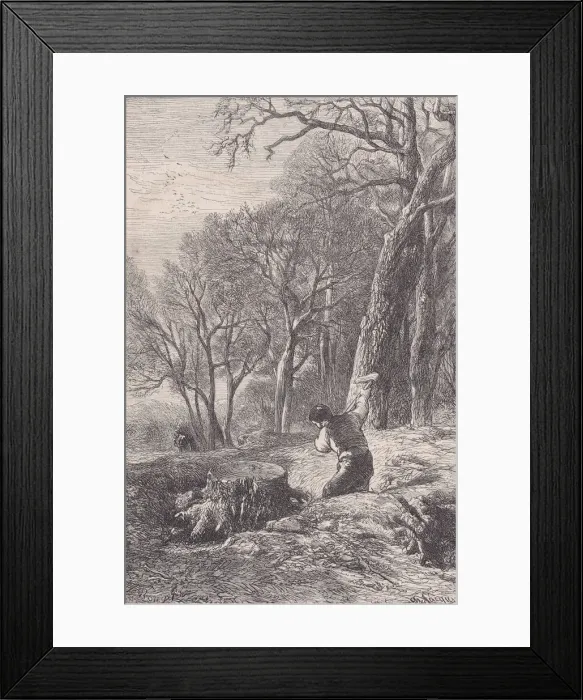 Framed Print : Scene d hiver: l arracheur de souches;from Magasin Pittoresque, ca. 1852 Framed Print : Scene d hiver: l arracheur de souches;from Magasin Pittoresque, ca. 1852
