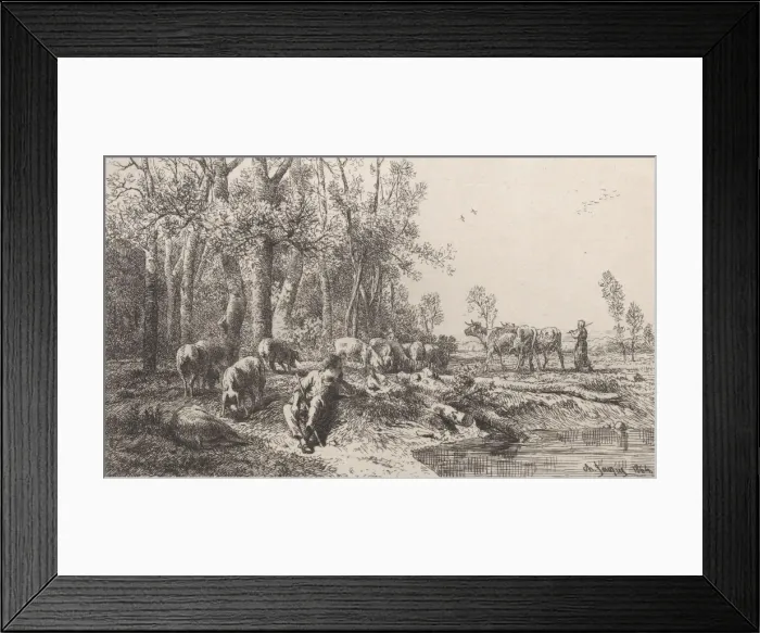 Framed Print : Winter, 1864. Creator: Charles Emile Jacque Framed Print : Winter, 1864. Creator: Charles Emile Jacque