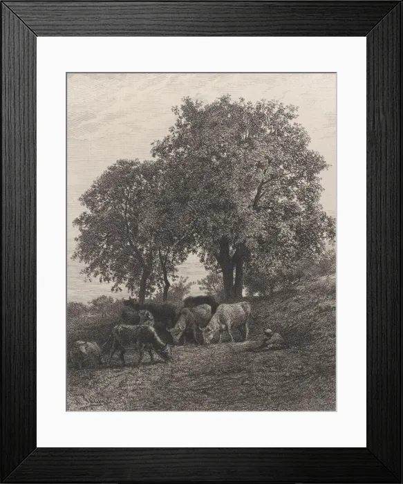 Framed Print : Rest, 1864. Creator: Charles Emile Jacque Framed Print : Rest, 1864. Creator: Charles Emile Jacque
