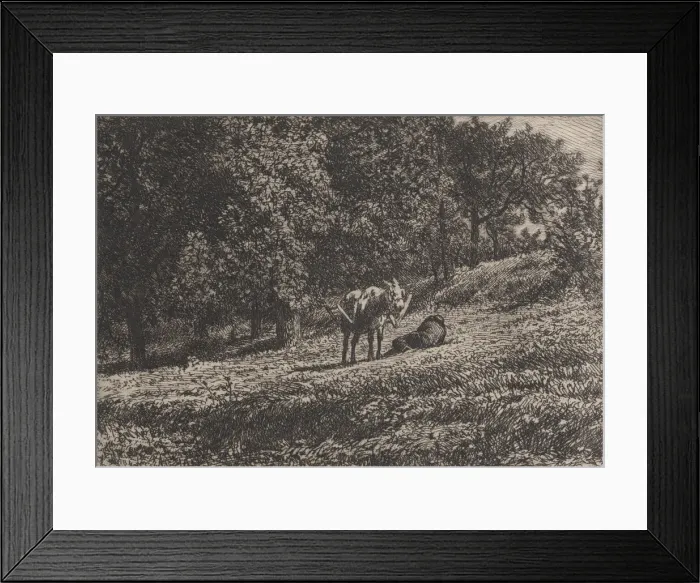 Framed Print : Orchard, 1865. Creator: Charles Emile Jacque Framed Print : Orchard, 1865. Creator: Charles Emile Jacque