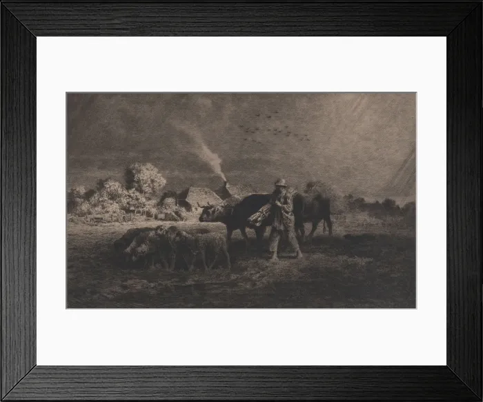 Framed Print : The Storm, 1865. Creator: Charles Emile Jacque Framed Print : The Storm, 1865. Creator: Charles Emile Jacque