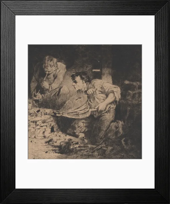 Framed Print : The Counterfeiters, 1843. Creator: Charles Emile Jacque Framed Print : The Counterfeiters, 1843. Creator: Charles Emile Jacque