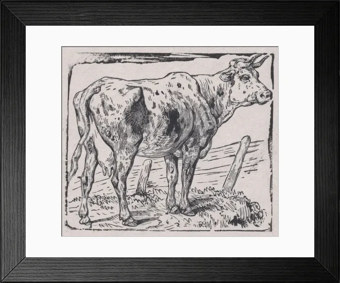 Framed Print : A Cow, ca. 1853. Creator: Charles Emile Jacque Framed Print : A Cow, ca. 1853. Creator: Charles Emile Jacque