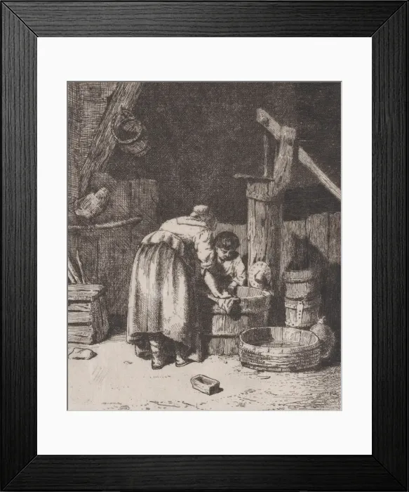 Framed Print : Women Washing, ca. 1845-50. Creator: Charles Emile Jacque Framed Print : Women Washing, ca. 1845-50. Creator: Charles Emile Jacque