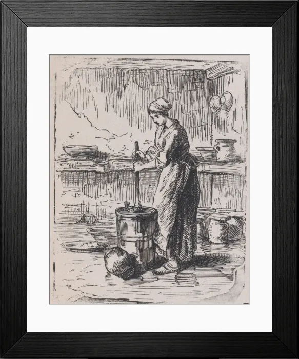 Framed Print : Woman Churning, ca. 1850-59. Creator: Jacques-Adrien Lavieille Framed Print : Woman Churning, ca. 1850-59. Creator: Jacques-Adrien Lavieille