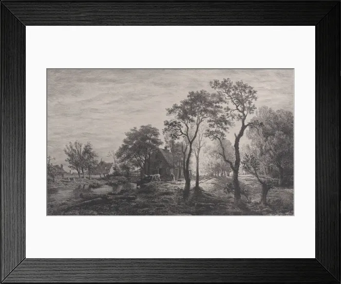 Framed Print : Landscape, after a sketch by Eglon van der Neer, 1862. Creator: Charles Emile Jacque Framed Print : Landscape, after a sketch by Eglon van der Neer, 1862. Creator: Charles Emile Jacque