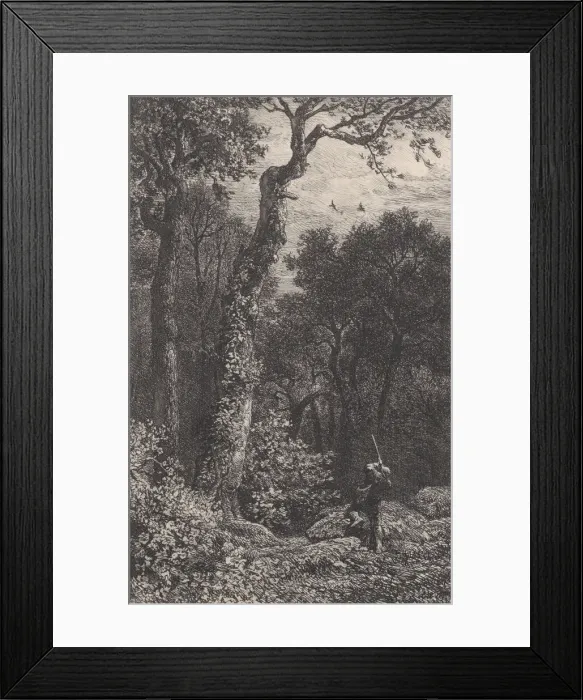 Framed Print : Shooting a Woodcock, 1864. Creator: Charles Emile Jacque Framed Print : Shooting a Woodcock, 1864. Creator: Charles Emile Jacque