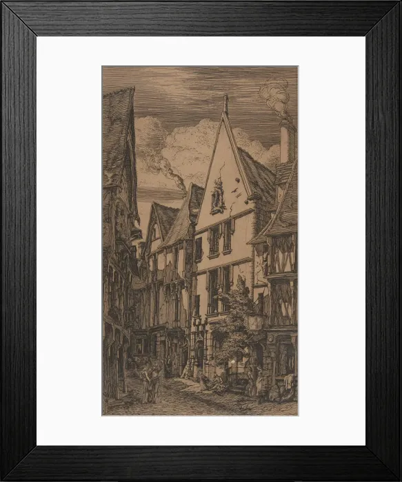 Framed Print : Rue des Toiles, Bourges, 1853. Creator: Charles Meryon Framed Print : Rue des Toiles, Bourges, 1853. Creator: Charles Meryon