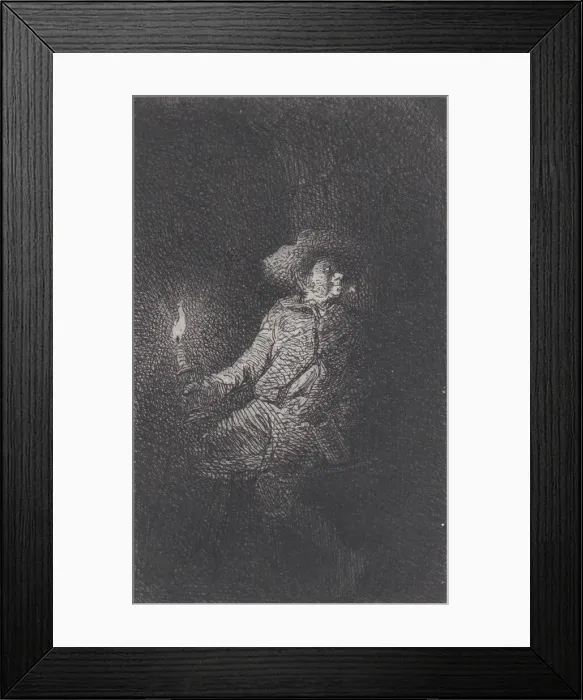 Framed Print : A Man in a Cave, 1842. Creator: Charles Emile Jacque Framed Print : A Man in a Cave, 1842. Creator: Charles Emile Jacque