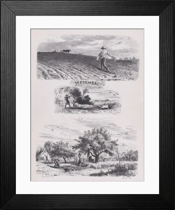 Framed Print : September from Album of Rustic Subjects, 1859. Creator: Jacques-Adrien Lavieille Framed Print : September from Album of Rustic Subjects, 1859. Creator: Jacques-Adrien Lavieille