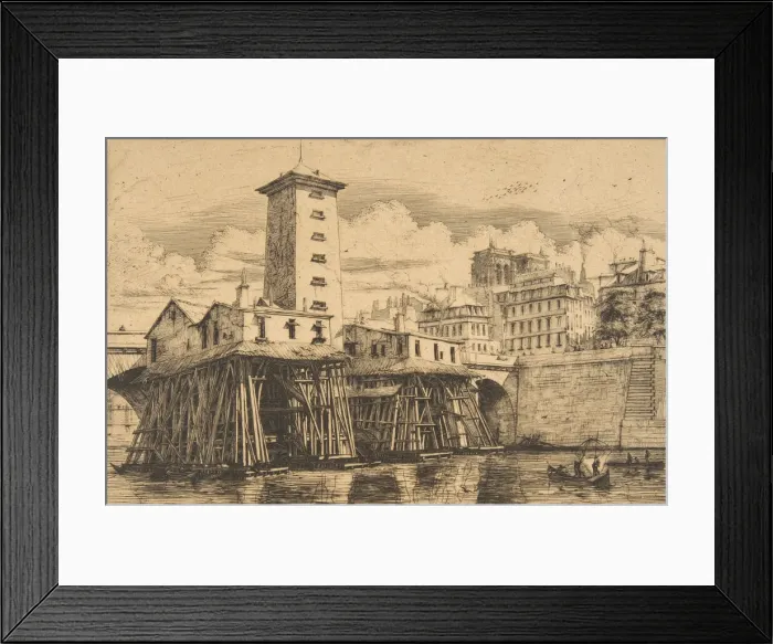Framed Print : The Notre-Dame Pump, Paris, 1852. Creator: Charles Meryon Framed Print : The Notre-Dame Pump, Paris, 1852. Creator: Charles Meryon
