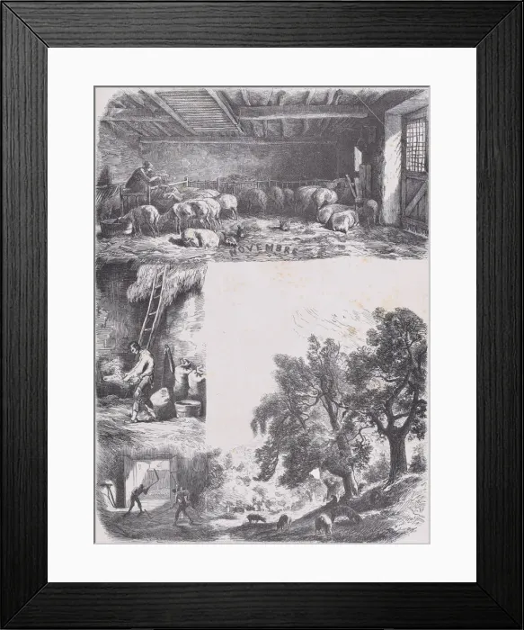 Framed Print : November from Album of Rustic Subjects, 1859. Creator: Jacques-Adrien Lavieille Framed Print : November from Album of Rustic Subjects, 1859. Creator: Jacques-Adrien Lavieille