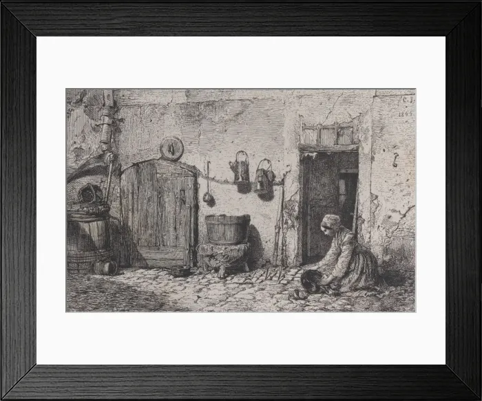 Framed Print : Scrubbing Woman, 1844. Creator: Charles Emile Jacque Framed Print : Scrubbing Woman, 1844. Creator: Charles Emile Jacque