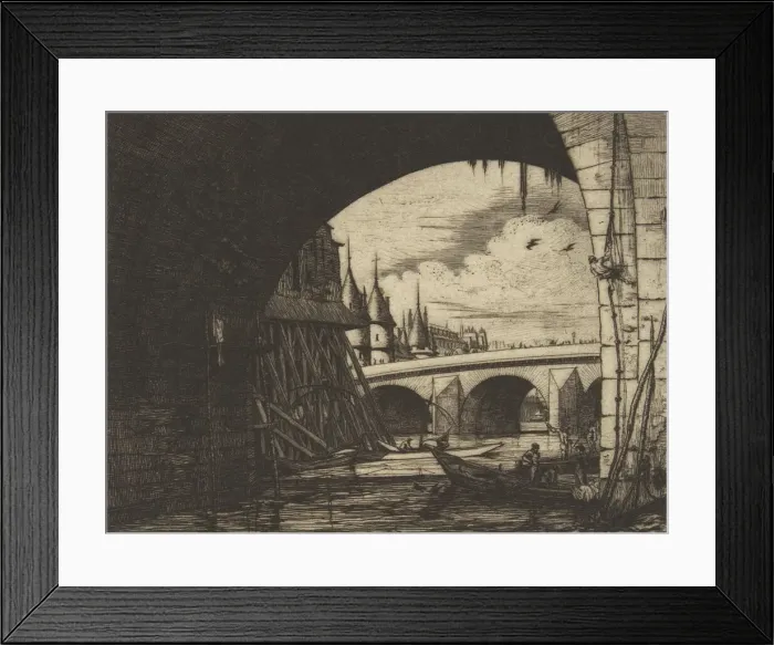 Framed Print : Archway, Pont Notre-Dame, Paris, 1853. Creator: Charles Meryon Framed Print : Archway, Pont Notre-Dame, Paris, 1853. Creator: Charles Meryon
