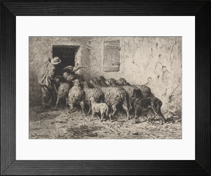 Framed Print : The Return, 1864. Creator: Charles Emile Jacque Framed Print : The Return, 1864. Creator: Charles Emile Jacque