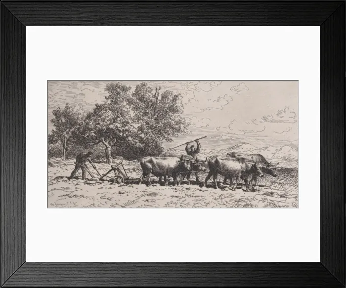 Framed Print : Attelage de Boeufs, 1868. Creator: Charles Emile Jacque Framed Print : Attelage de Boeufs, 1868. Creator: Charles Emile Jacque