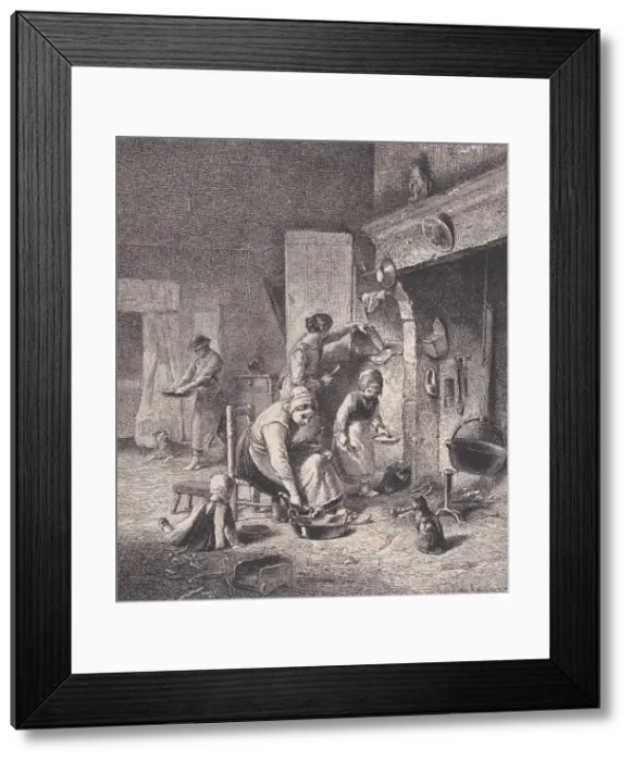 Framed Print : Gruel, from Le Magasin Pittoresque, ca. 1852. Creator: Charles Emile Jacque Framed Print : Gruel, from Le Magasin Pittoresque, ca. 1852. Creator: Charles Emile Jacque