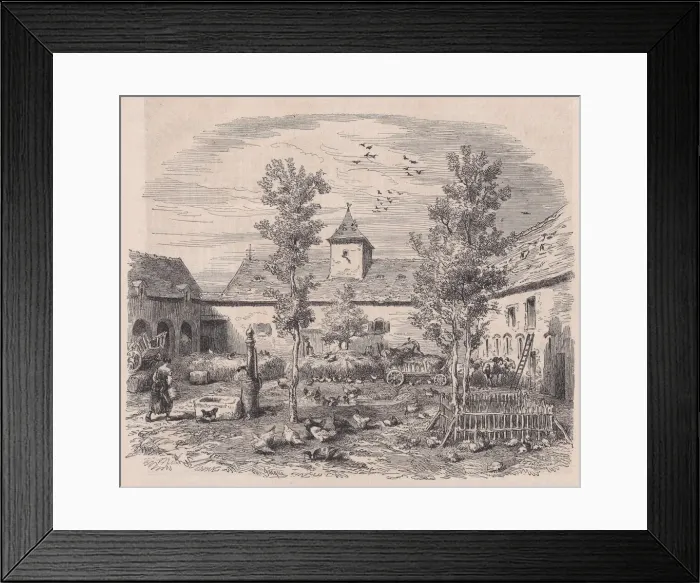 Framed Print : Interior View of a Farm, from Le Magasin Pittoresque, ca. 1852 Framed Print : Interior View of a Farm, from Le Magasin Pittoresque, ca. 1852