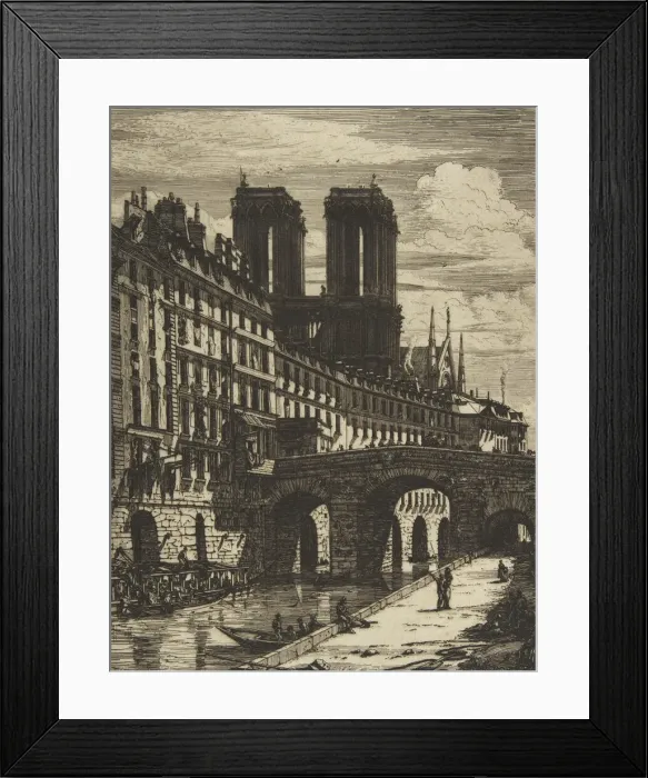 Framed Print : The Petit Pont, Paris, 1850 and later. Creator: Charles Meryon Framed Print : The Petit Pont, Paris, 1850 and later. Creator: Charles Meryon