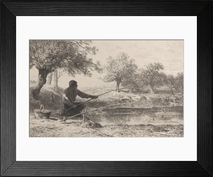 Framed Print : Peche au Vif, 1864. Creator: Charles Emile Jacque Framed Print : Peche au Vif, 1864. Creator: Charles Emile Jacque