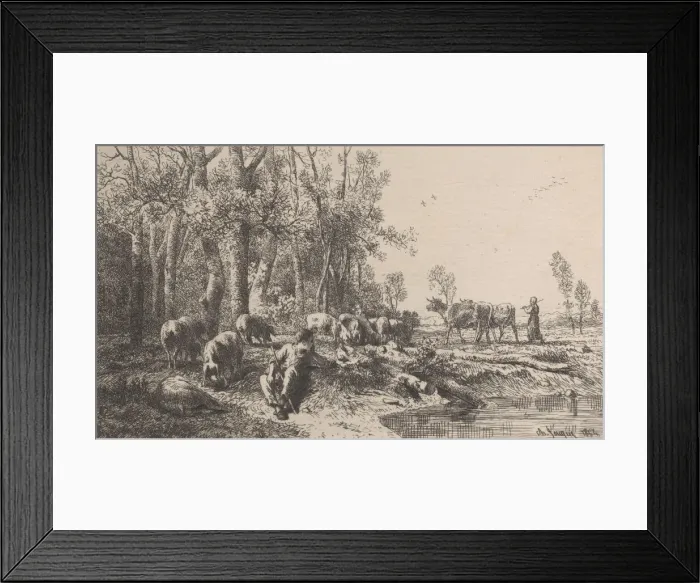 Framed Print : Winter, 1865. Creator: Charles Emile Jacque Framed Print : Winter, 1865. Creator: Charles Emile Jacque