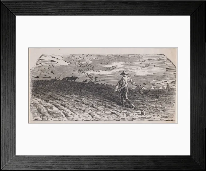 Framed Print : The Sower, ca. 1852. Creator: Jacques-Adrien Lavieille