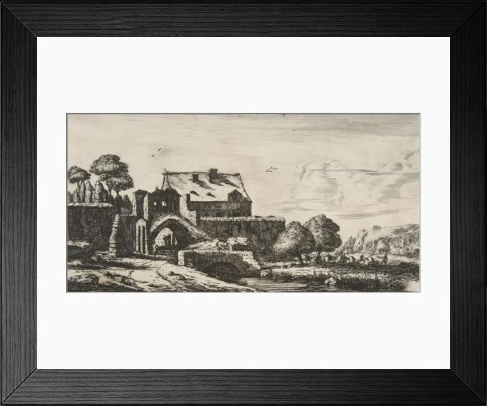 Framed Print : A Water-mill near Saint-Denis, 1850. Creator: Charles Meryon Framed Print : A Water-mill near Saint-Denis, 1850. Creator: Charles Meryon