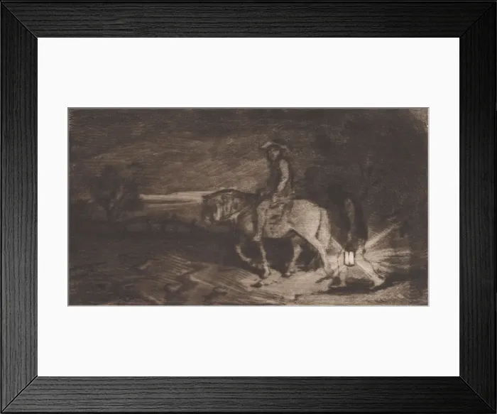 Framed Print : The Cavalier, 1848. Creator: Charles Emile Jacque Framed Print : The Cavalier, 1848. Creator: Charles Emile Jacque