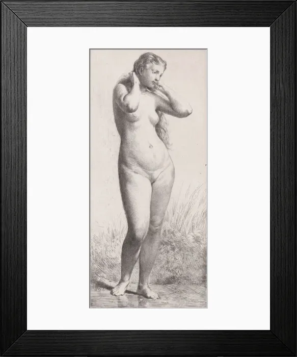 Framed Print : Jeune Femme au Bain, 1866. Creator: Charles Emile Jacque Framed Print : Jeune Femme au Bain, 1866. Creator: Charles Emile Jacque
