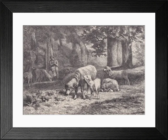 Framed Print : Les Moutons;from Magasin Pittoresque, 1862. Creator: Francois Rouget Framed Print : Les Moutons;from Magasin Pittoresque, 1862. Creator: Francois Rouget