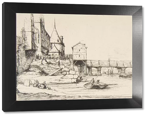 The footbridge temporarily replacing the Pont-au-Change, Paris, after the fire of 1621