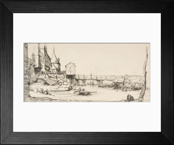Framed Print : The footbridge temporarily replacing the Pont-au-Change, Paris, after the fire of 1621 Framed Print : The footbridge temporarily replacing the Pont-au-Change, Paris, after the fire of 1621