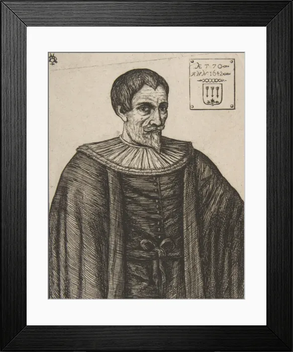 Framed Print : The historian John Besly, after Jaspar Isaac, 1861. Creator: Charles Meryon Framed Print : The historian John Besly, after Jaspar Isaac, 1861. Creator: Charles Meryon