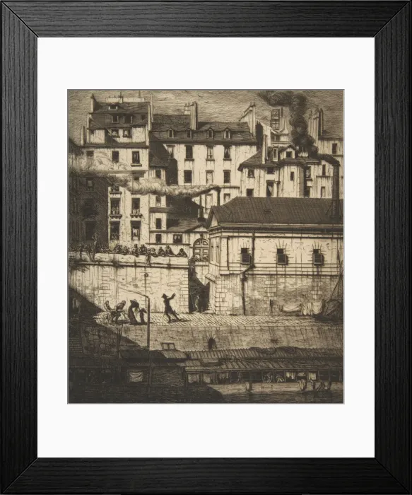 Framed Print : The Mortuary, Paris (La Morgue), 1854. Creator: Charles Meryon
