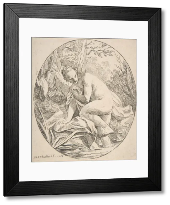 Framed Print : Diana at the Bath, 1744. Creator: Charles Michel-Ange Challe Framed Print : Diana at the Bath, 1744. Creator: Charles Michel-Ange Challe