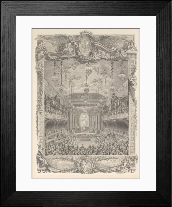 Framed Print : Decoration de la salle de spectacle construite a Versailles pour la representation de Framed Print : Decoration de la salle de spectacle construite a Versailles pour la representation de