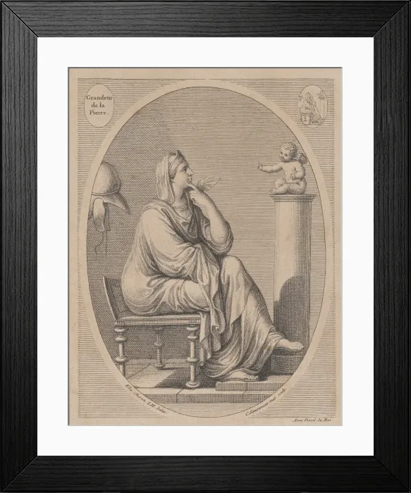 Framed Print : Grandeur de la pierre, after Eliz. Cheron, 1665-1728. Creator: Charles-Louis Simonneau Framed Print : Grandeur de la pierre, after Eliz. Cheron, 1665-1728. Creator: Charles-Louis Simonneau