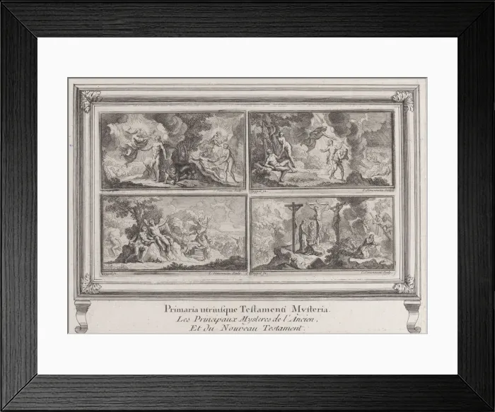 Framed Print : Four Biblical scenes: the main mysteries of the Old and New Testaments (Les principau Framed Print : Four Biblical scenes: the main mysteries of the Old and New Testaments (Les principau