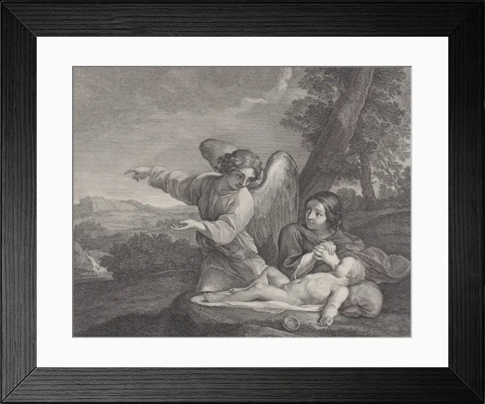 Framed Print : The angel appearing to Hagar in the wilderness as she folds her hands next to the sleep Framed Print : The angel appearing to Hagar in the wilderness as she folds her hands next to the sleep