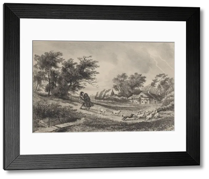 Framed Print : L Orage, 1842. Creator: Charles Francois Daubigny Framed Print : L Orage, 1842. Creator: Charles Francois Daubigny