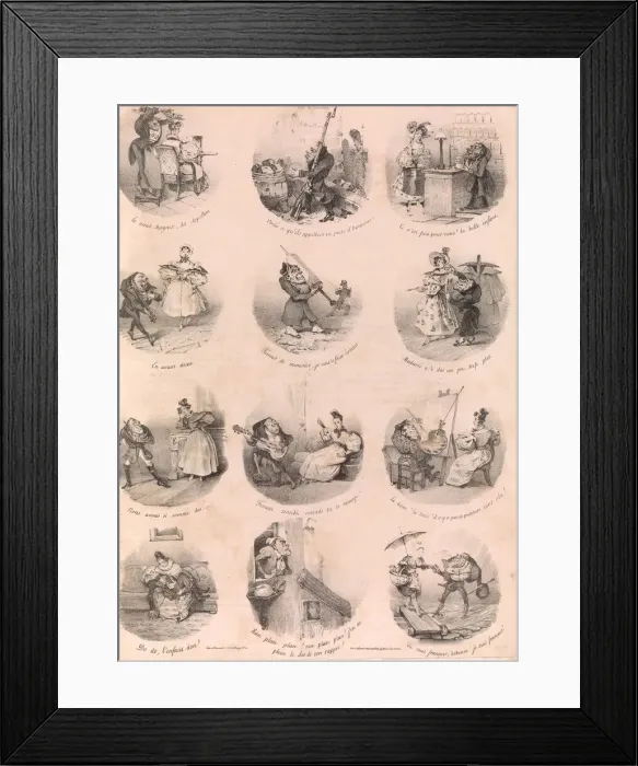 Framed Print : Twelve Satirical Vignettes (Le Charivari, December 10, 1832), December 1, 1832 Framed Print : Twelve Satirical Vignettes (Le Charivari, December 10, 1832), December 1, 1832