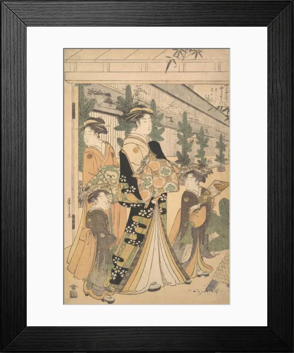 Framed Print : Two Oiran with Two Female Attendants in the Yoshiwara. Creator: Hosoda Eishi Framed Print : Two Oiran with Two Female Attendants in the Yoshiwara. Creator: Hosoda Eishi