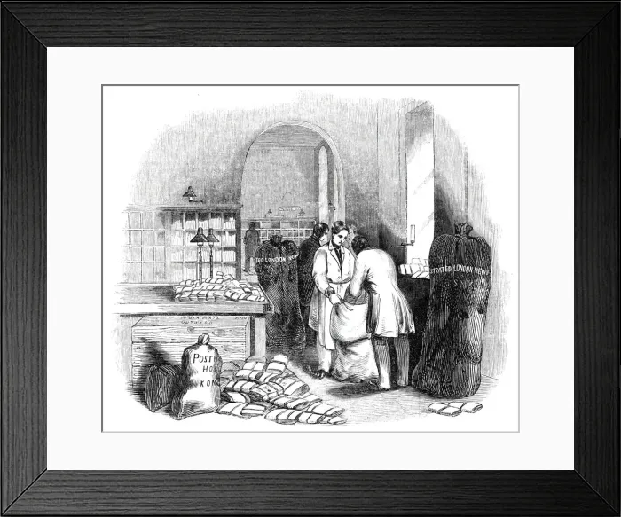 Framed Print : The General Post-Office; Packing the Indian Mail, 1844. Creator: Unknown Framed Print : The General Post-Office; Packing the Indian Mail, 1844. Creator: Unknown