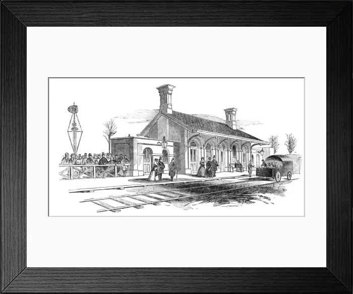 Framed Print : Opening of the Leamington and Warwick Railway - Kenilworth Station, 1844 Framed Print : Opening of the Leamington and Warwick Railway - Kenilworth Station, 1844