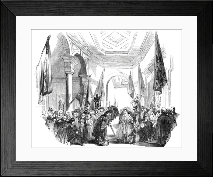 Framed Print : The Grand Vestibule - departure of Her Majesty, 1844. Creator: Unknown Framed Print : The Grand Vestibule - departure of Her Majesty, 1844. Creator: Unknown