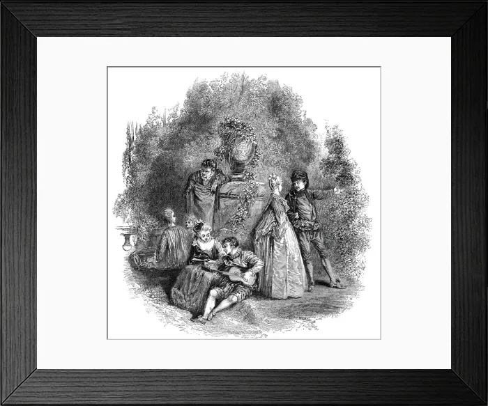 Framed Print : Scene from Watteau'in 1644, 1844. Creator: W. J. Linton Framed Print : Scene from Watteau'in 1644, 1844. Creator: W. J. Linton