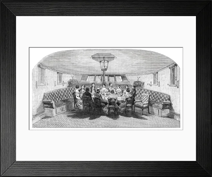 Framed Print : Her Majestys Yacht, the Dining-Room, 1844. Creator: Ebenezer Landells Framed Print : Her Majestys Yacht, the Dining-Room, 1844. Creator: Ebenezer Landells