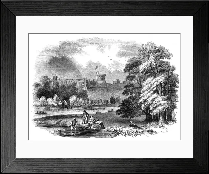 Framed Print : Windsor Castle from the river, 1844. Creator: Unknown Framed Print : Windsor Castle from the river, 1844. Creator: Unknown