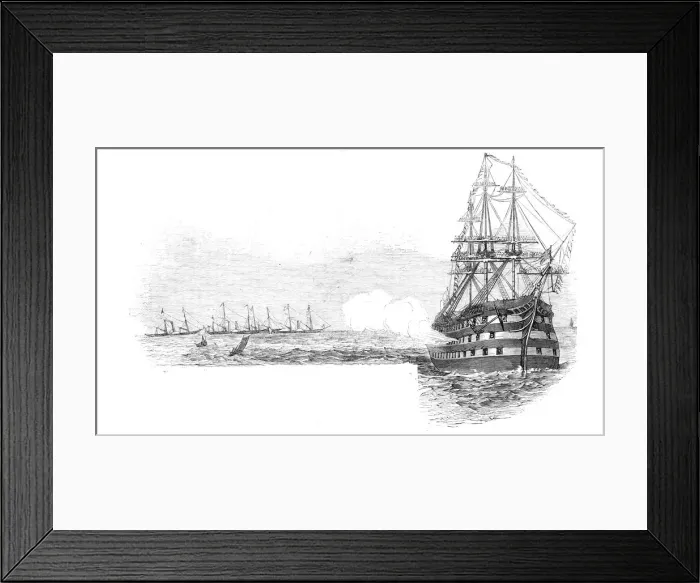 Framed Print : The Flag-Ship Ocean, saluting the Royal Squadron, at the Nore, 1844 Framed Print : The Flag-Ship Ocean, saluting the Royal Squadron, at the Nore, 1844