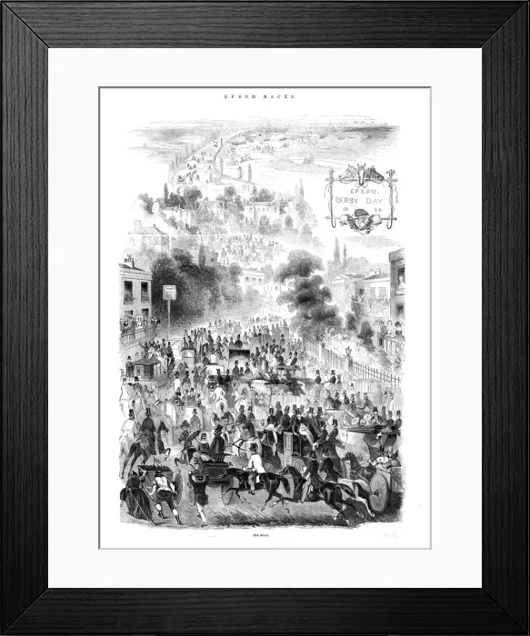 Framed Print : The Road, Derby Day, Epsom Races, 1844. Creator: Unknown Framed Print : The Road, Derby Day, Epsom Races, 1844. Creator: Unknown
